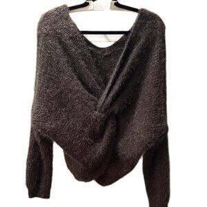 Kaari Blue Fuzzy Twist Back Front Sweater. NWT Size Large